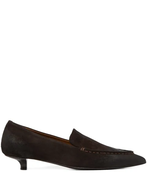 pointed-toe suede pumps