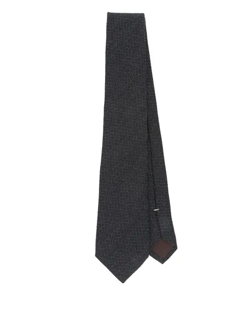 geometric-pattern silk-cashmere tie
