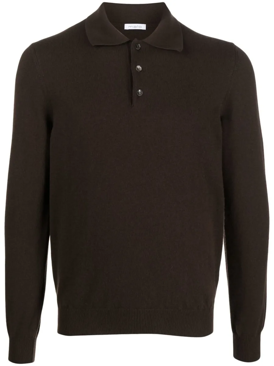 long-sleeve cashmere polo shirt 1