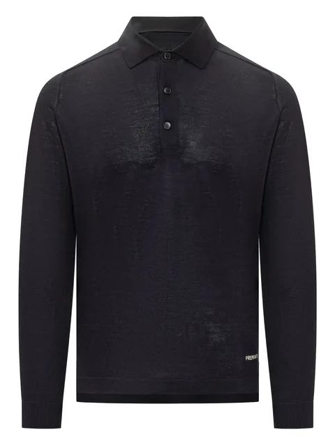 buttoned long-sleeve polo shirt