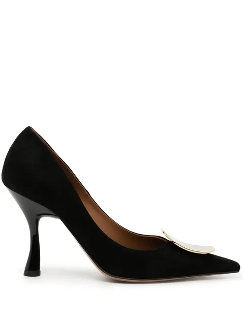 Vonn 90mm metallic-finish suede pumps