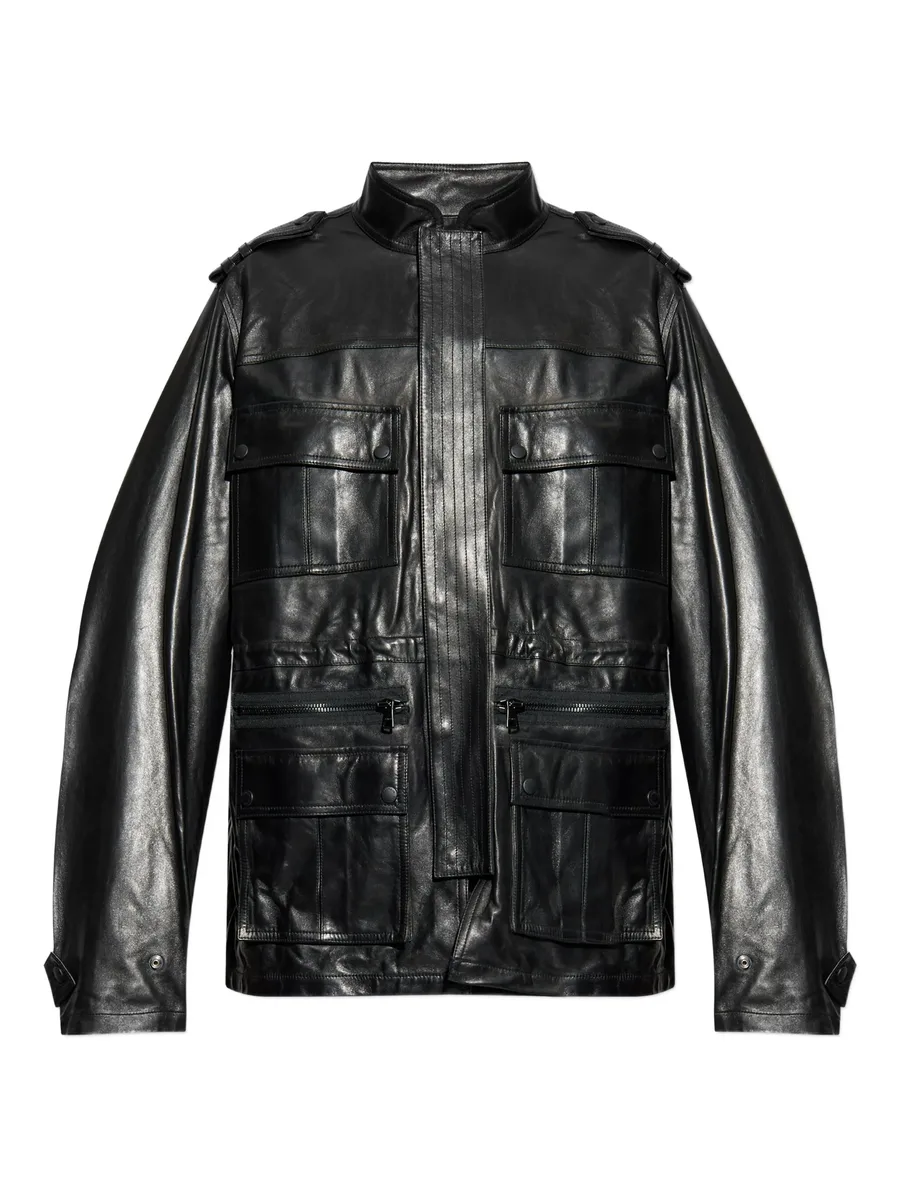 multiple-pocket leather jacket 2