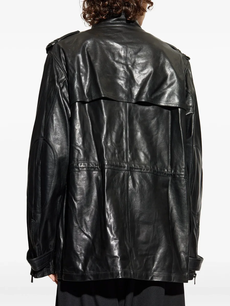 multiple-pocket leather jacket 8