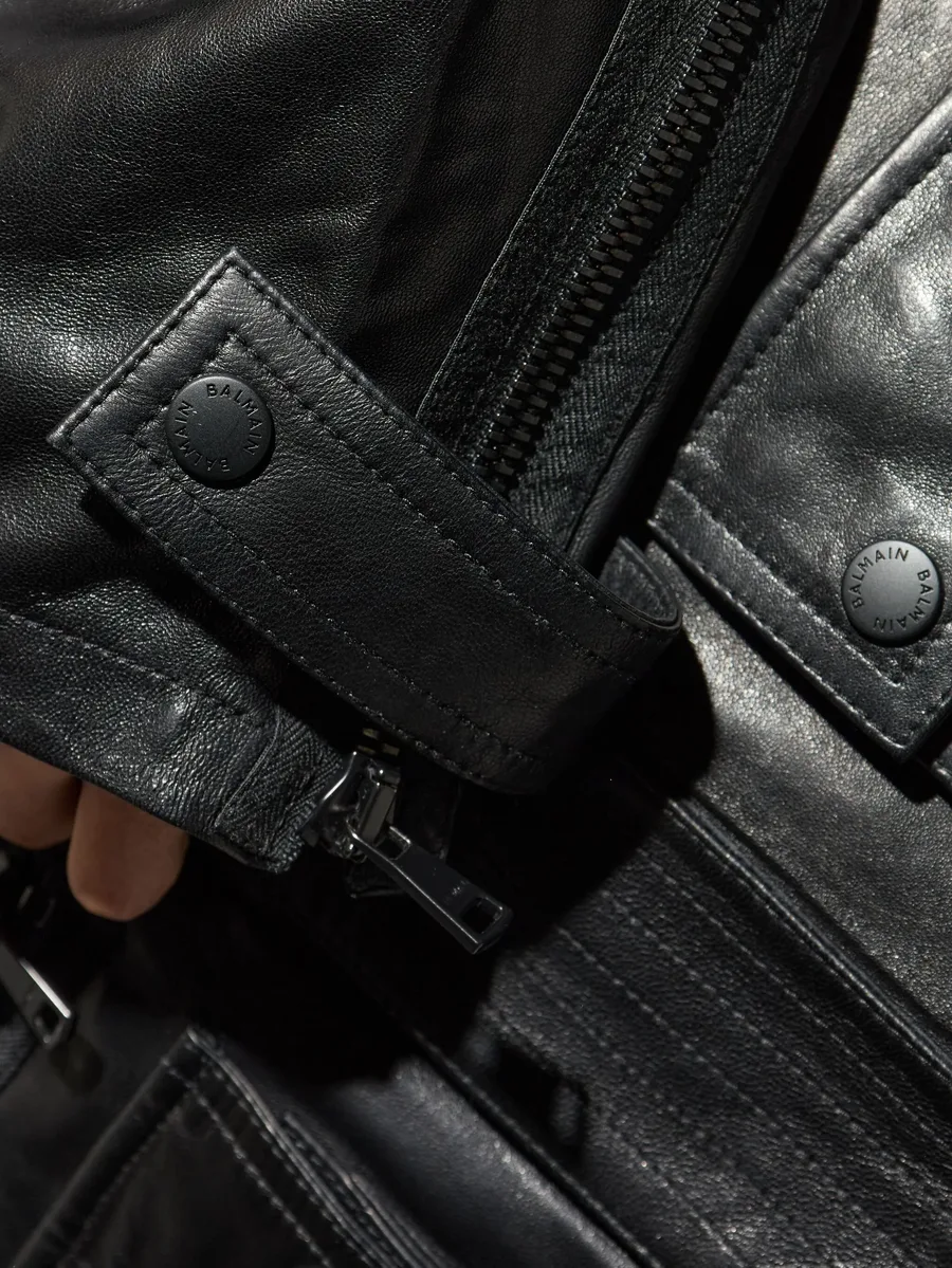 multiple-pocket leather jacket 9