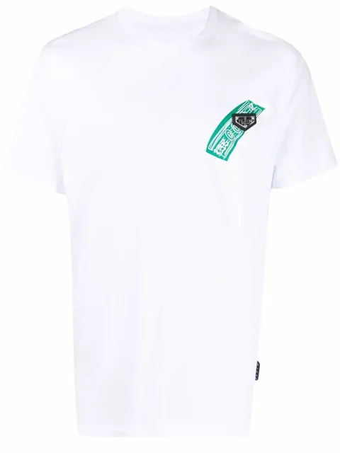 cheque-print round neck T-shirt