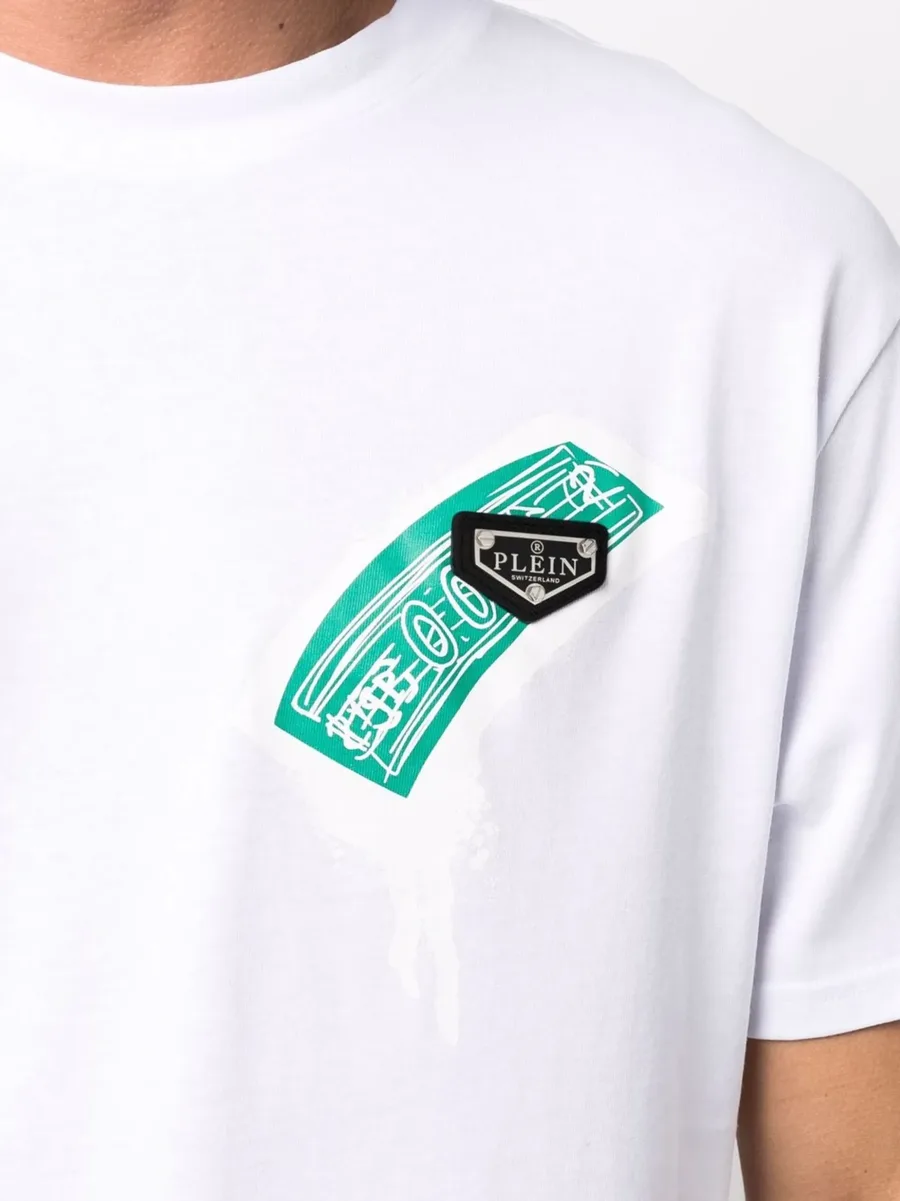 cheque-print round neck T-shirt 11