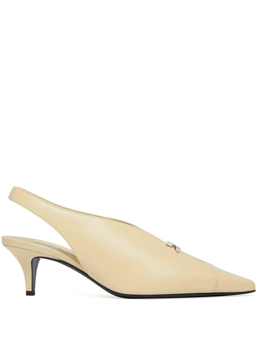 leather slingbacks with logo plaque 2