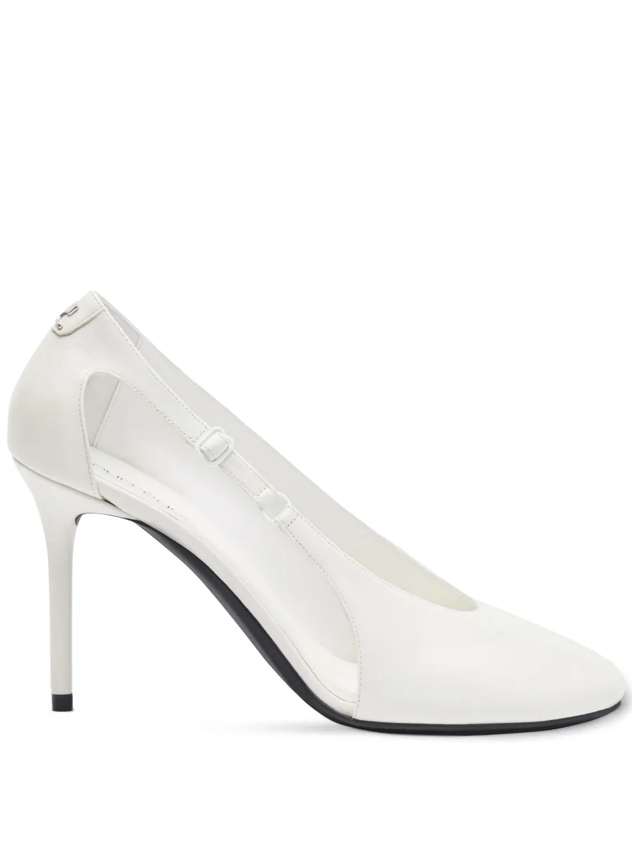 100mm Oblique leather pumps 2