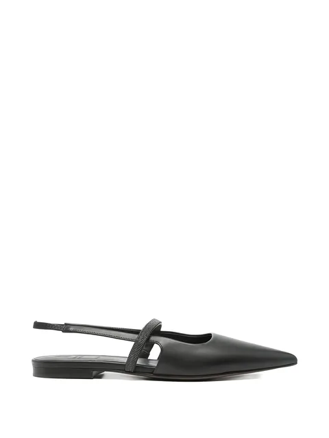 point-toe strap flat pumps