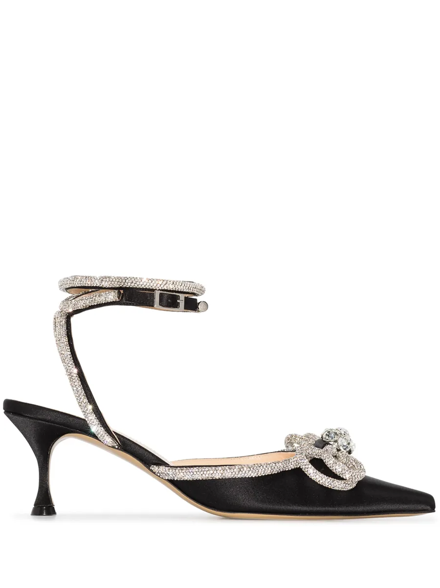 Double Bow 65mm crystal-embellished pumps 2