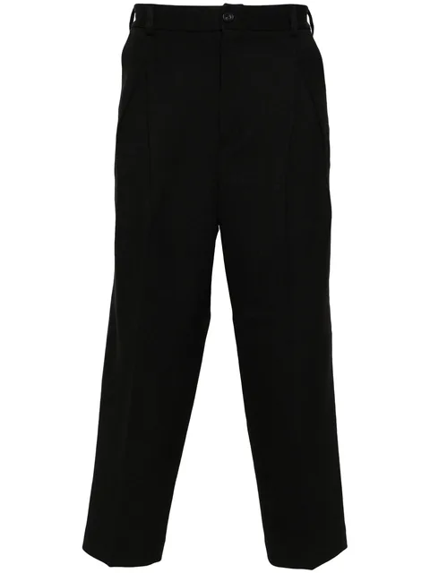 button-fastening cotton tapered trousers