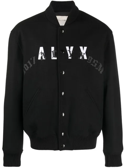 leather-logo bomber jacket