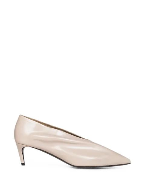 pleated pointed-toe pumps