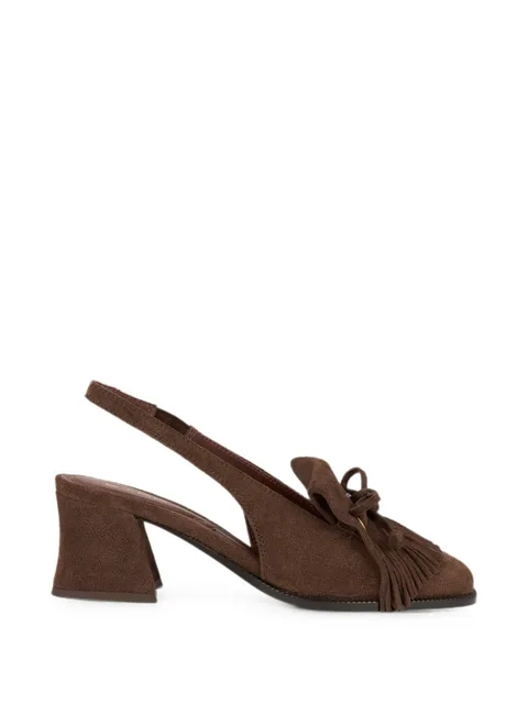 slingback suede loafers with fringing