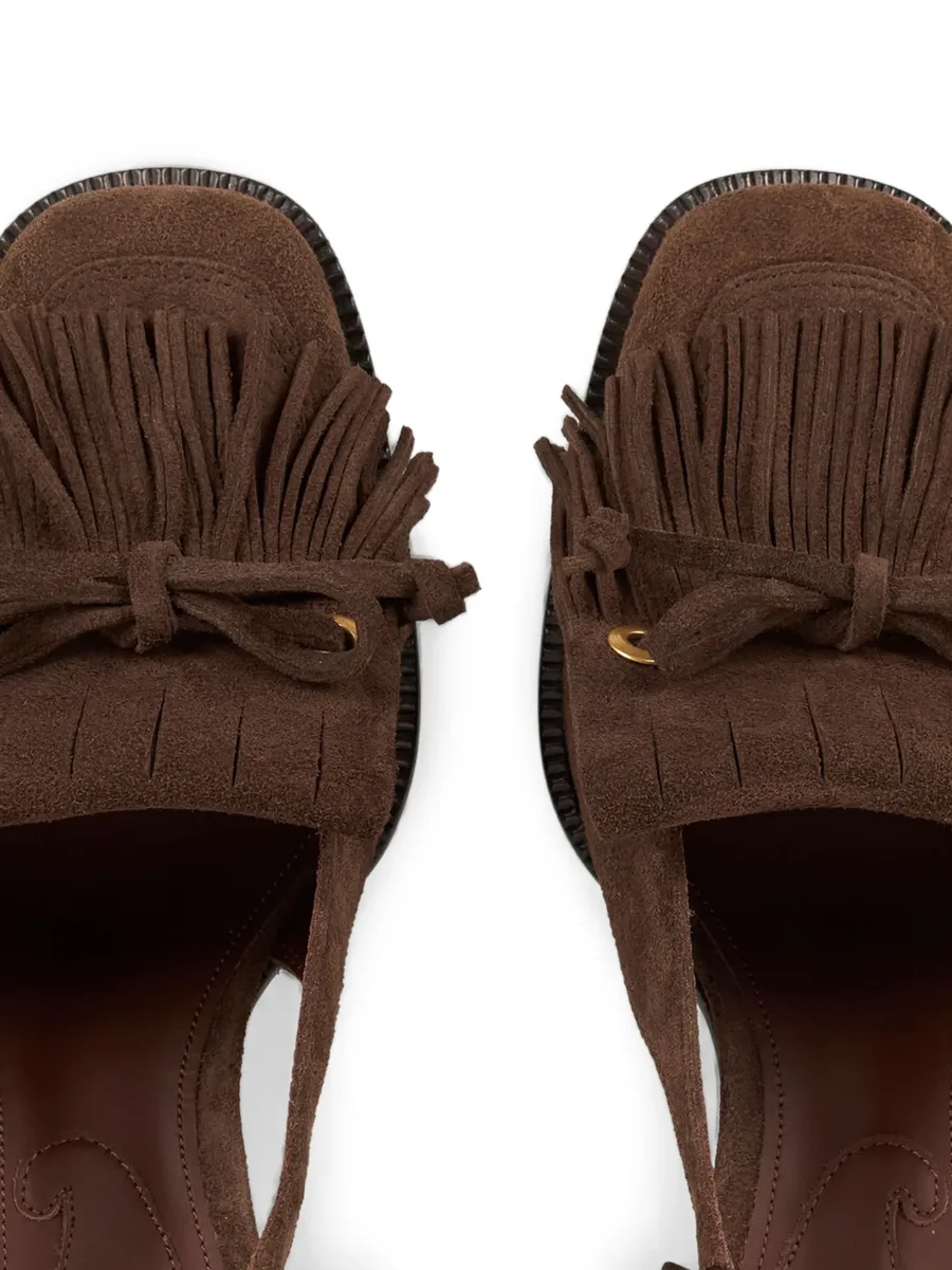 slingback suede loafers with fringing 6
