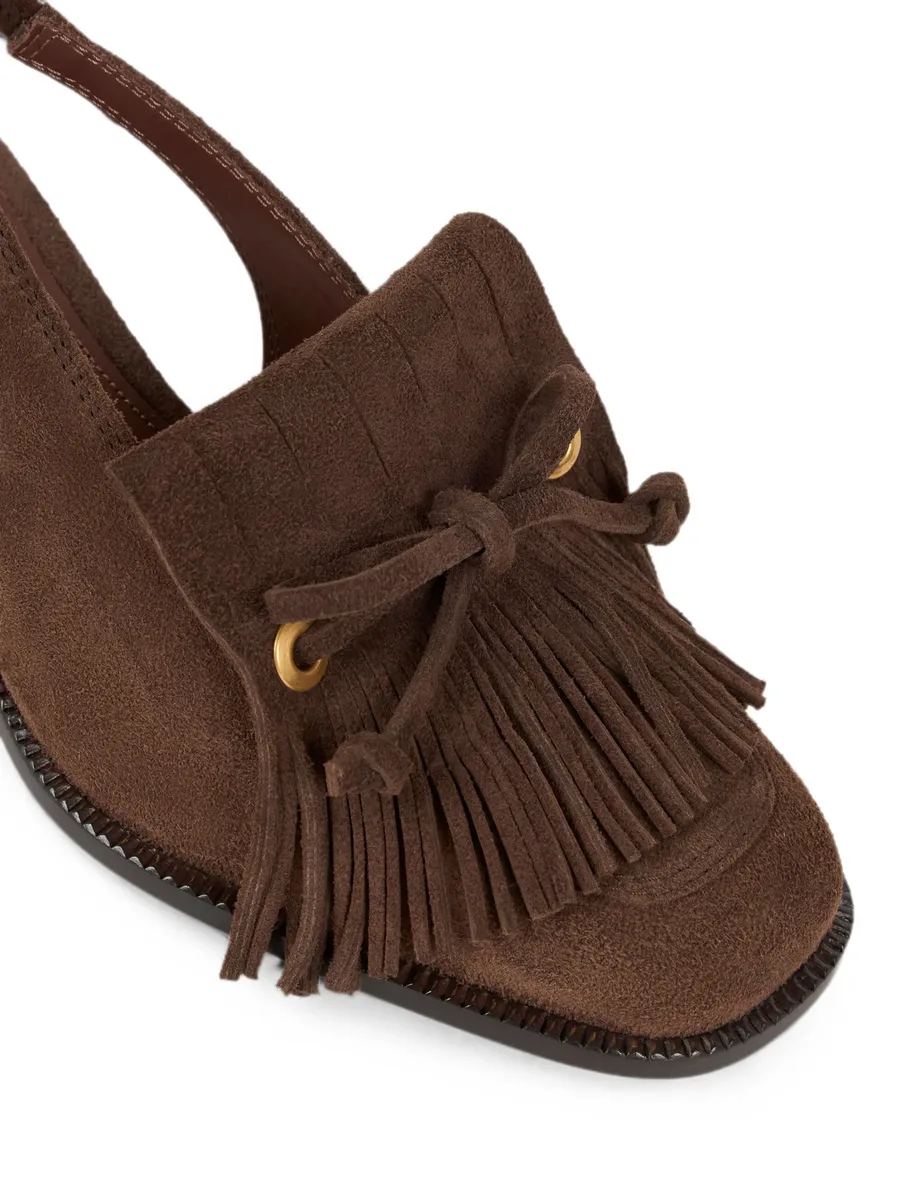 slingback suede loafers with fringing 8