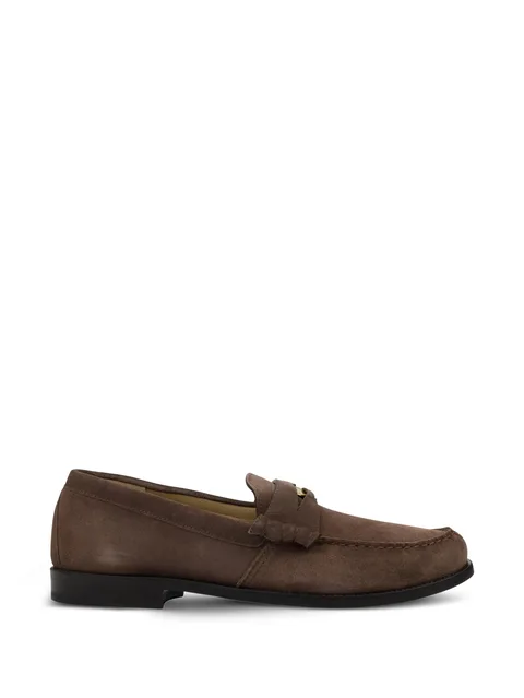 logo-plaque suede loafers