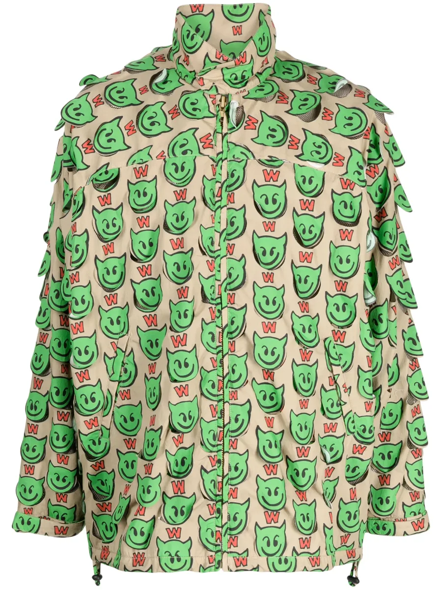 motif-print zip-up jacket 1
