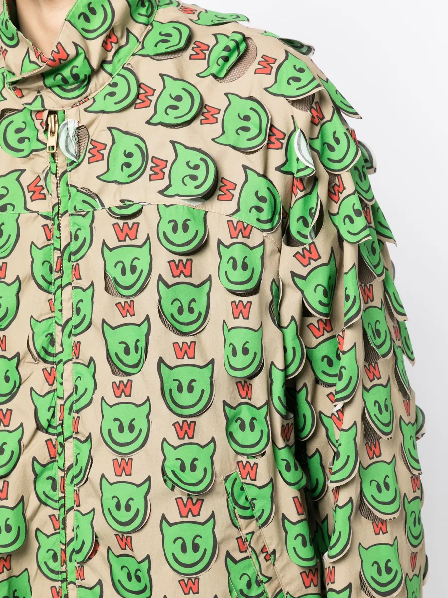 motif-print zip-up jacket 9