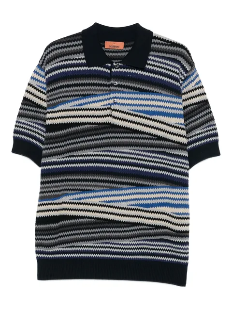 striped zig-zag polo shirt