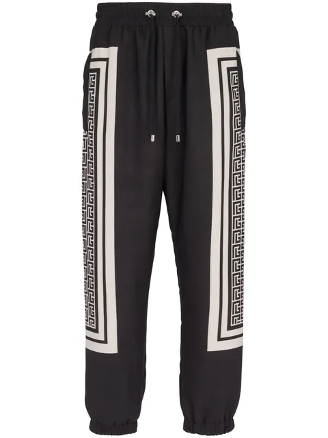 monogram-scarf drawstring track pants