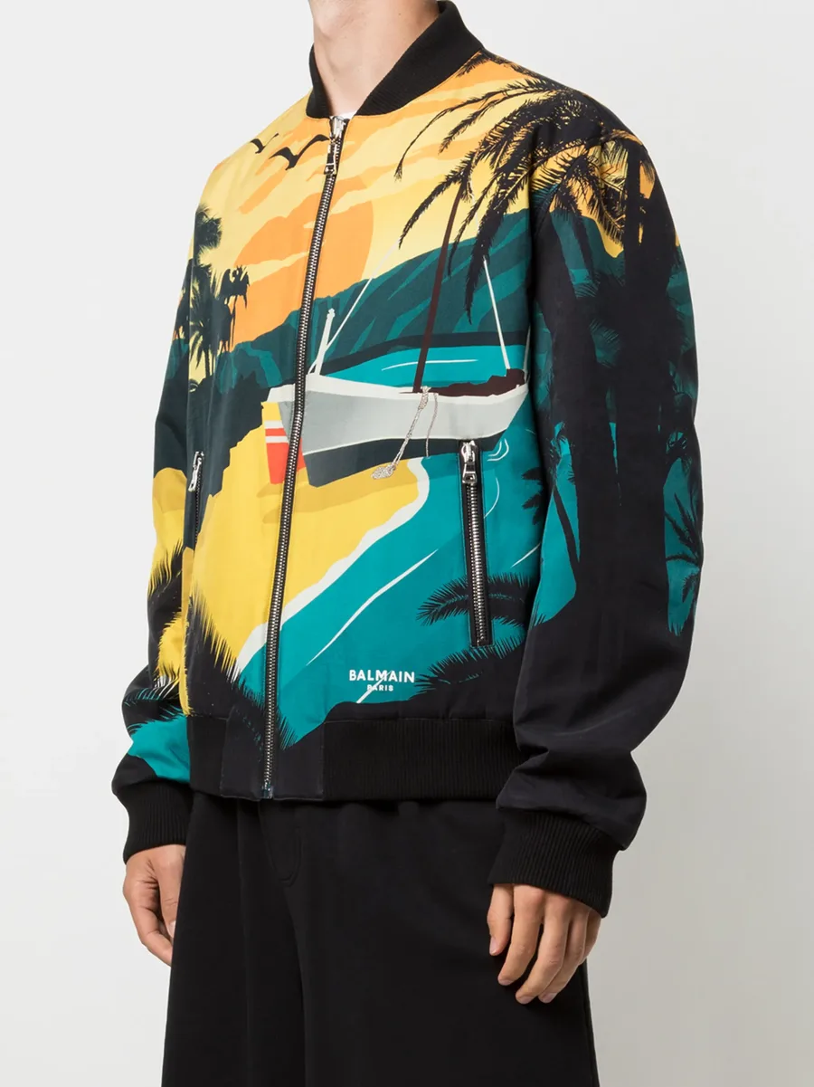 reversible tropical print bomber jacket 6