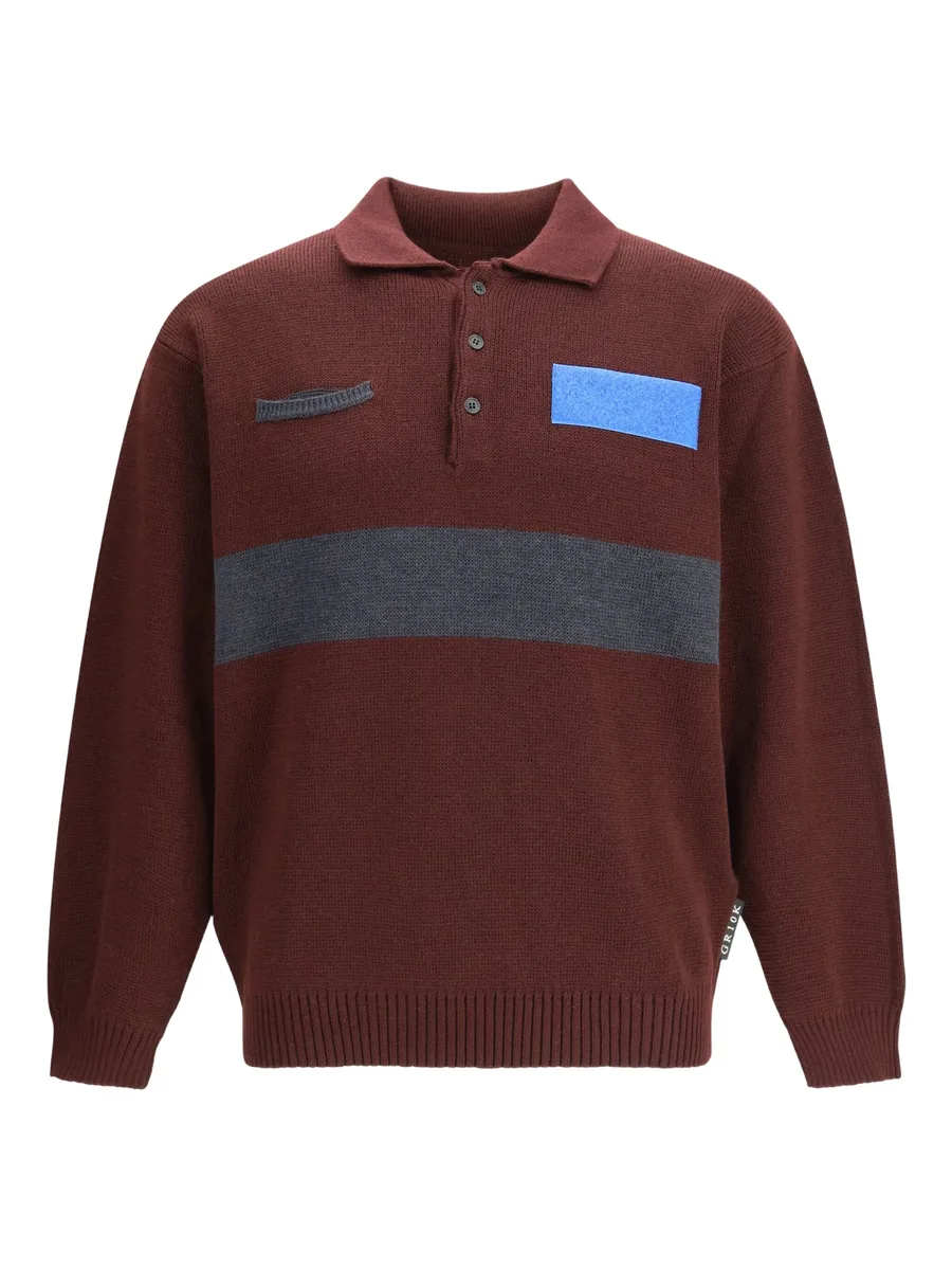 button-fastening striped-detail polo shirt 4