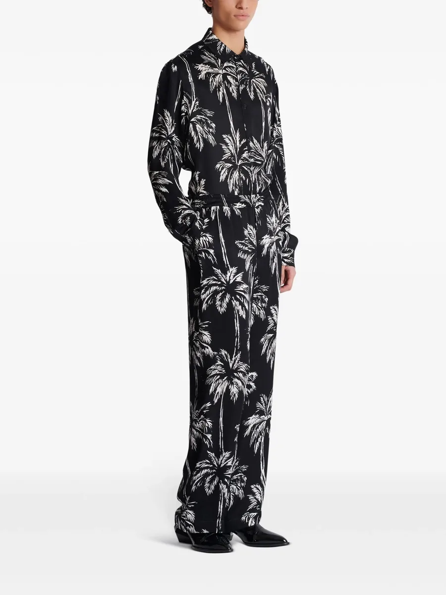palm tree-print satin trousers 6