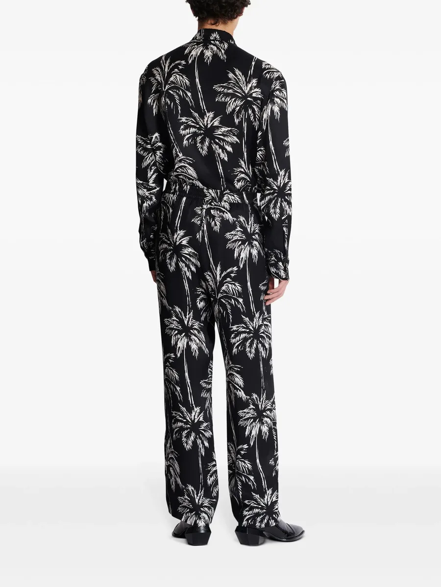 palm tree-print satin trousers 8