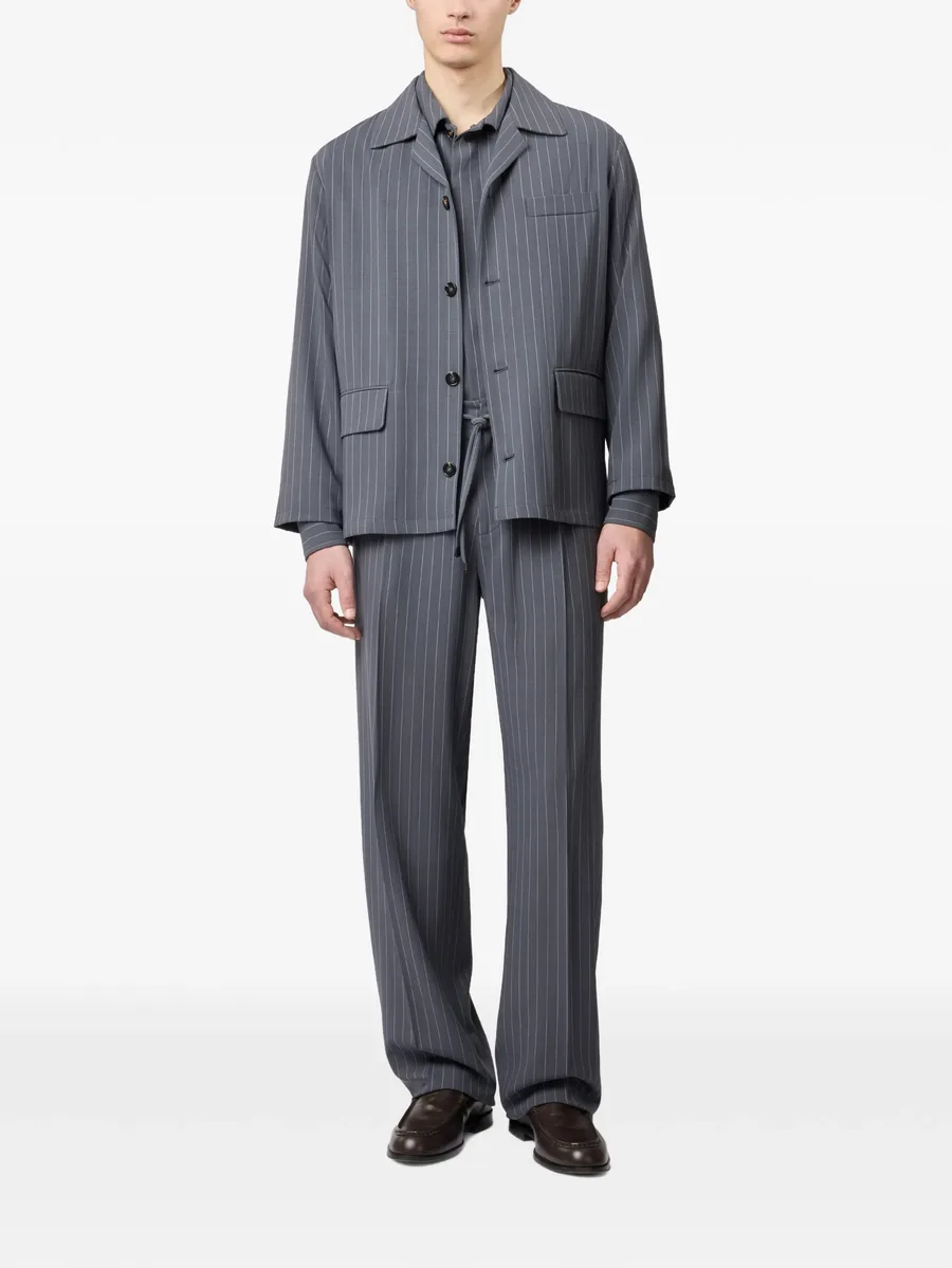 pinstripe-pattern drawstring trousers 3