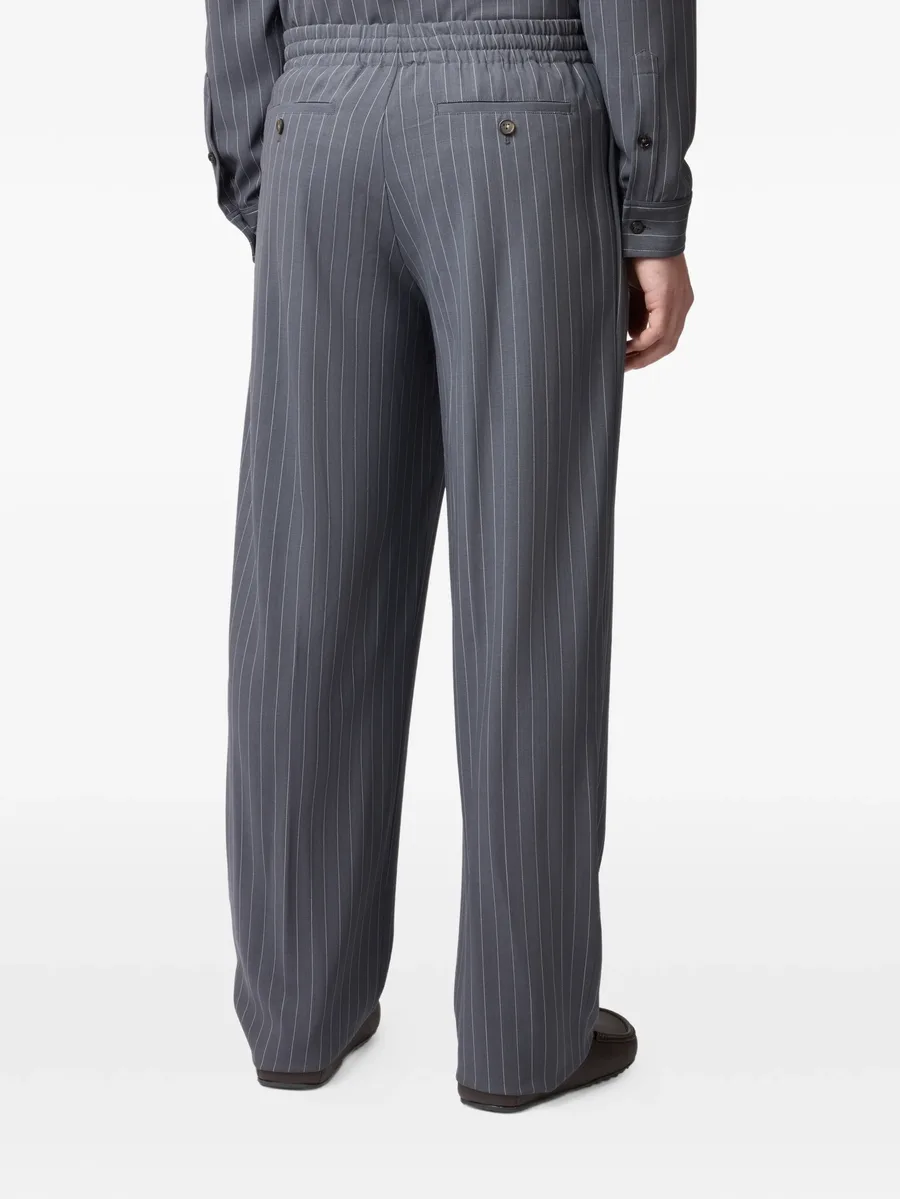 pinstripe-pattern drawstring trousers 7