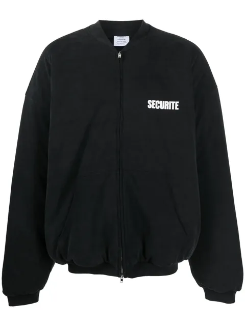 slogan-print cotton bomber jacket