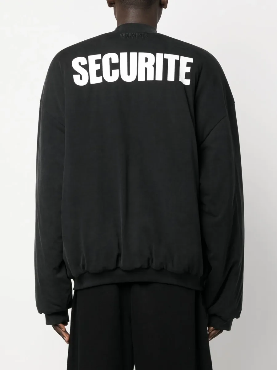 slogan-print cotton bomber jacket 8