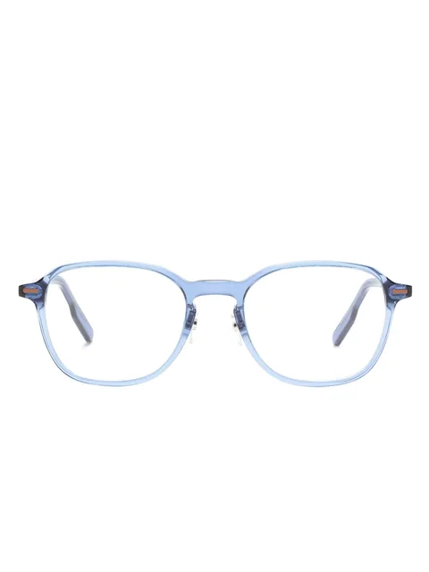 transparent square-frame glasses