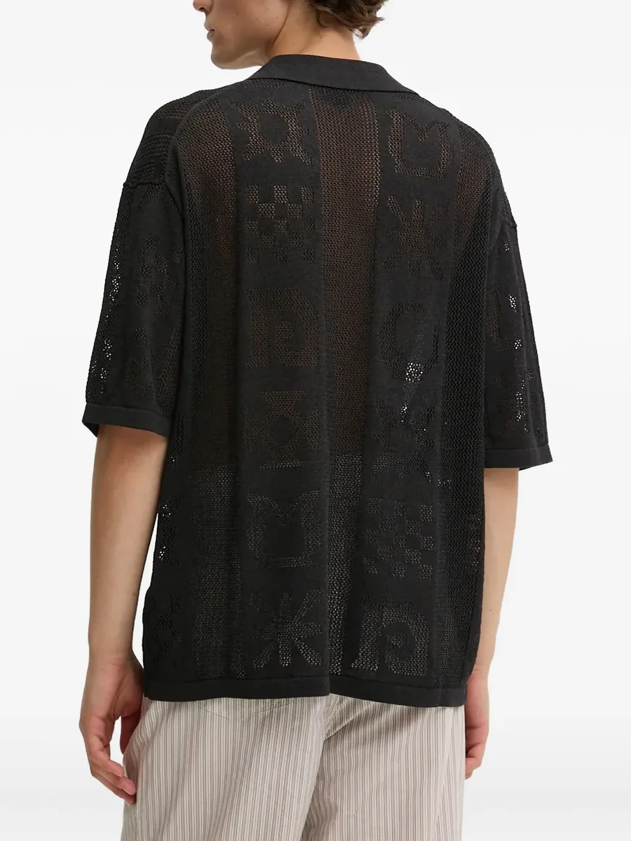 graphic-pattern mesh polo shirt 6