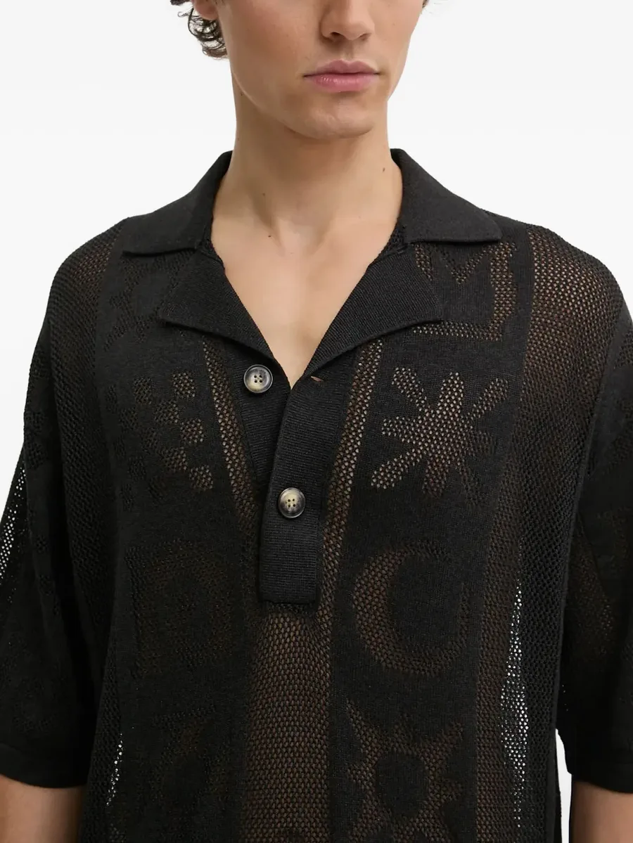 graphic-pattern mesh polo shirt 8