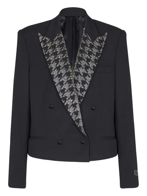 crystal-embellishment double-breasted blazer