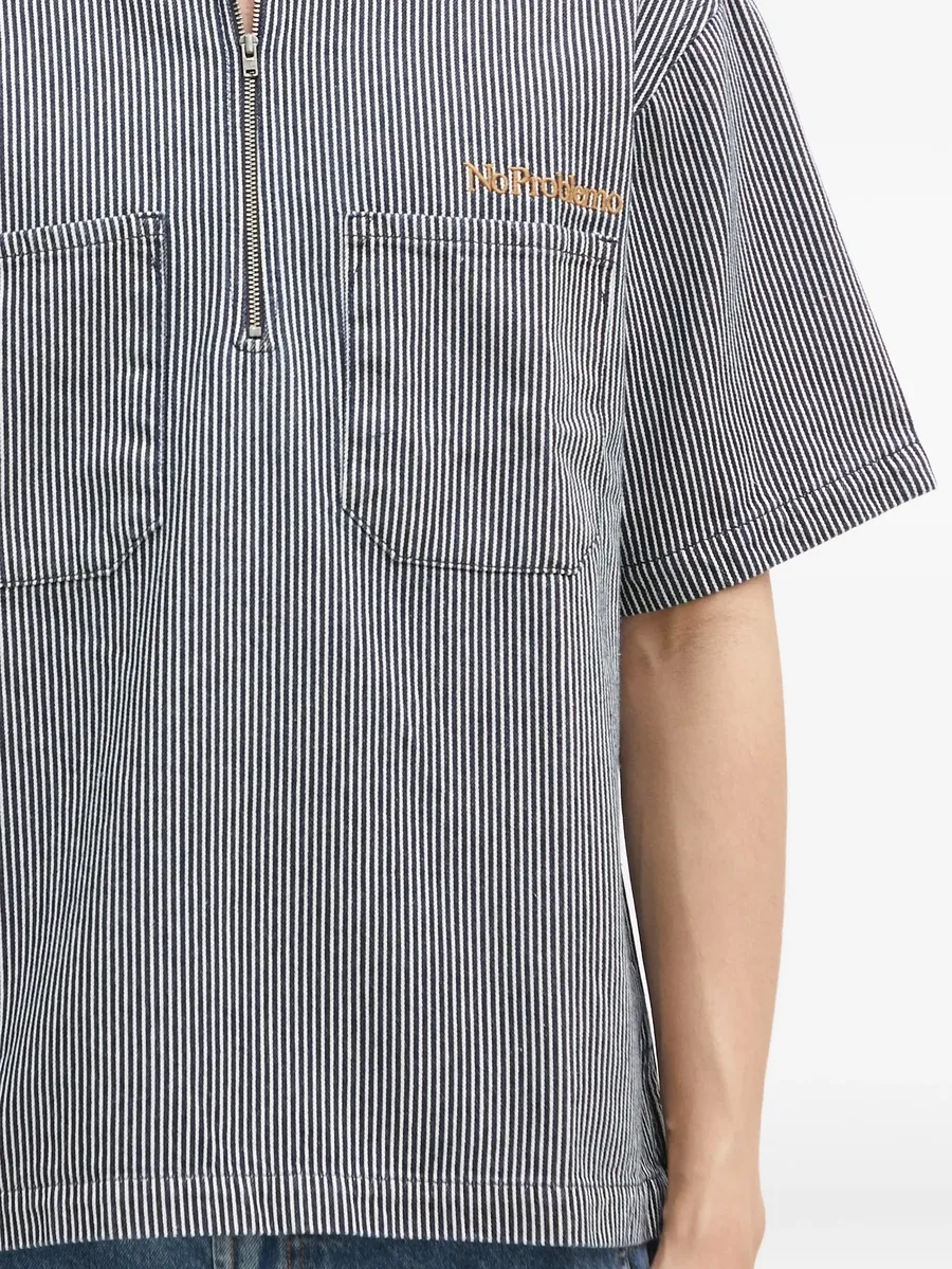 striped zip-neck polo shirt 10