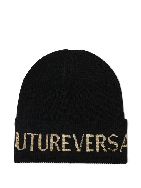 intarsia-knit logo beanie