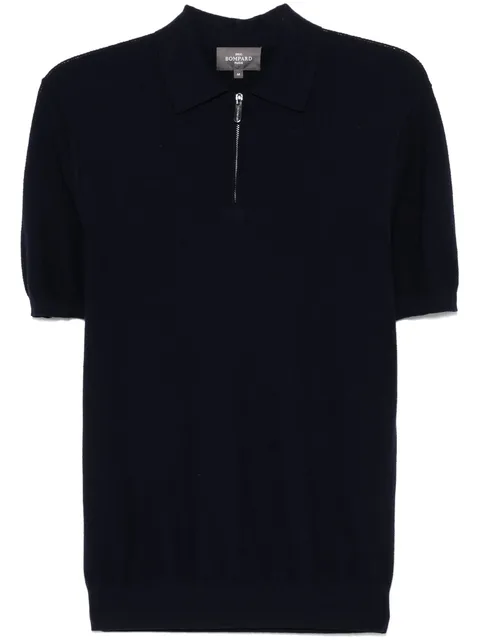 zip-up piqué polo shirt