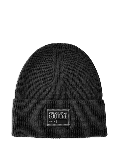ribbed logo-plaque beanie