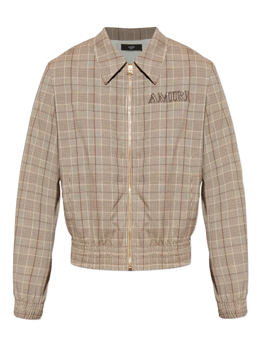 check-pattern embroidered-logo jacket 2