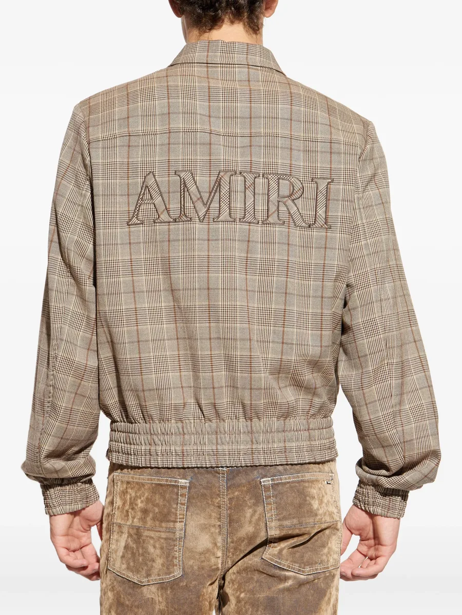 check-pattern embroidered-logo jacket 8