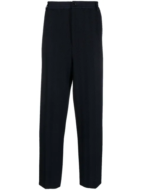chevron-knit straight-leg trousers