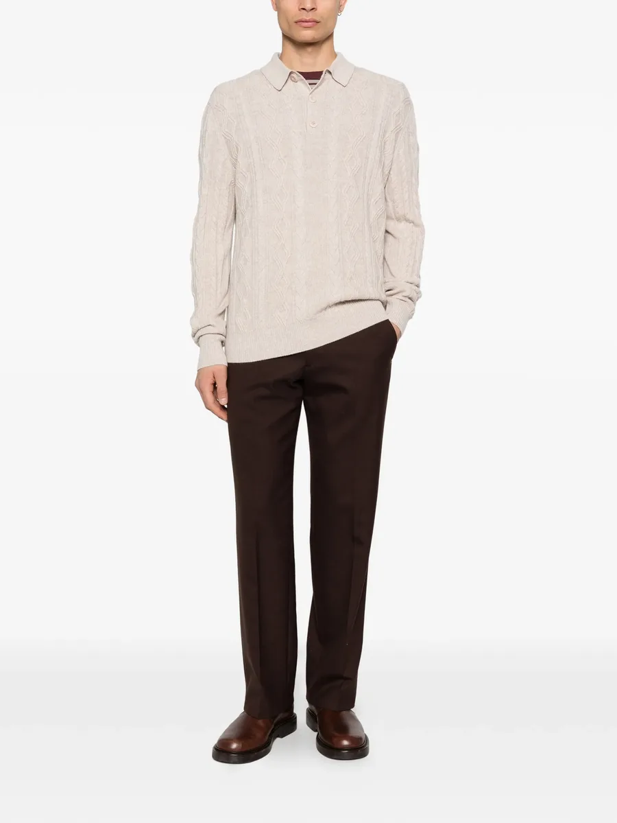 cable-knit polo shirt 3