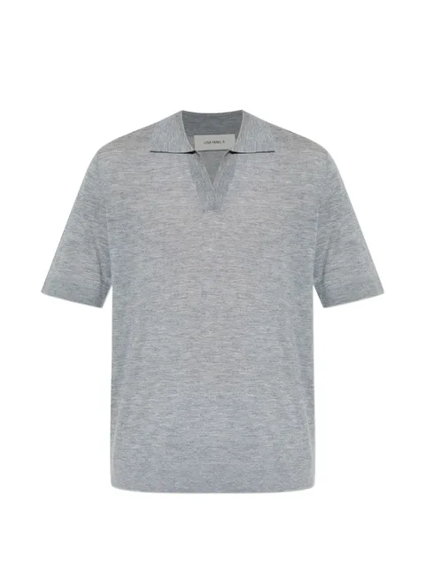V-neck polo-collar T-shirt