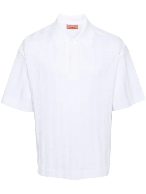 zigzag-woven polo shirt