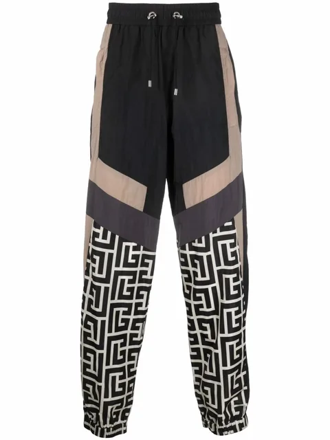 colour-blocked monogram track pants