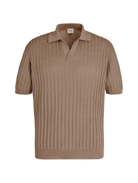 ribbed short-sleeve polo shirt