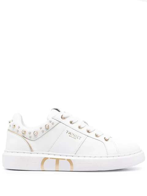 pearl-embellished low-top sneakers